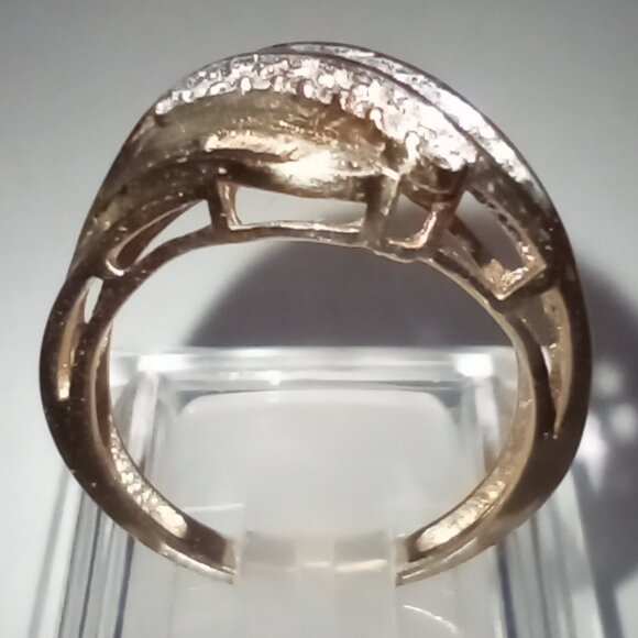 10Kt Yellow Gold One-Third-Carat Diamond 5-Row Wave Ring - Picture 3 of 5